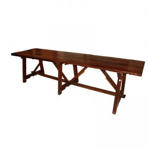 Grande mesa de frade italiana do início de 1700, 3 metros em madeira de nogueira